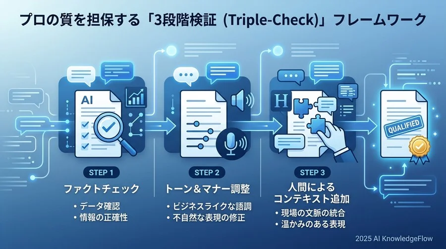 プロの質を担保する「3段階検証（Triple-Check）」フレームワーク - Section Image