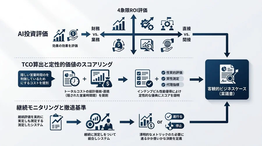 AI投資を「なんとなく」で終わらせない。経営層を納得させる4象限ROI算出と稟議通過の客観的ロジック - Conclusion Image