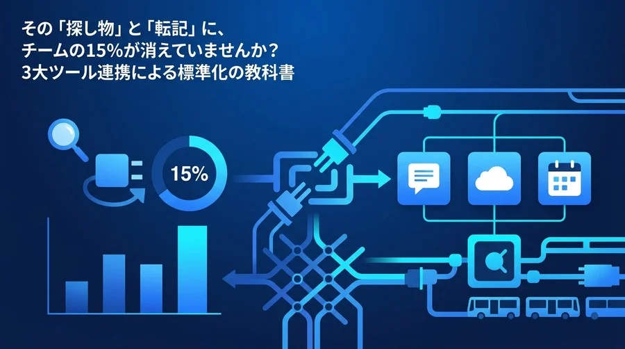 その「探し物」と「転記」にチームの15%が消えていませんか？Slack・Drive・カレンダー連携による情報共有の標準化