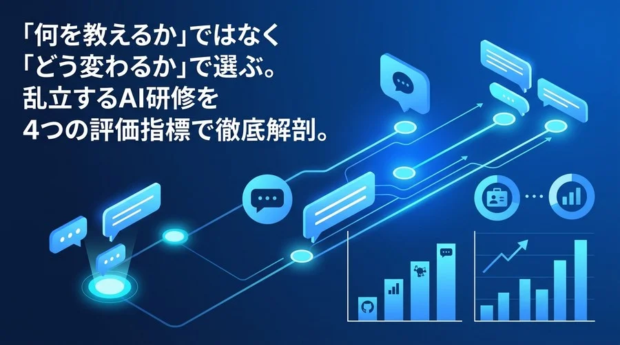 乱立する「対話型AI活用研修」を徹底比較。組織を変える4つの評価ベンチマークと選定基準