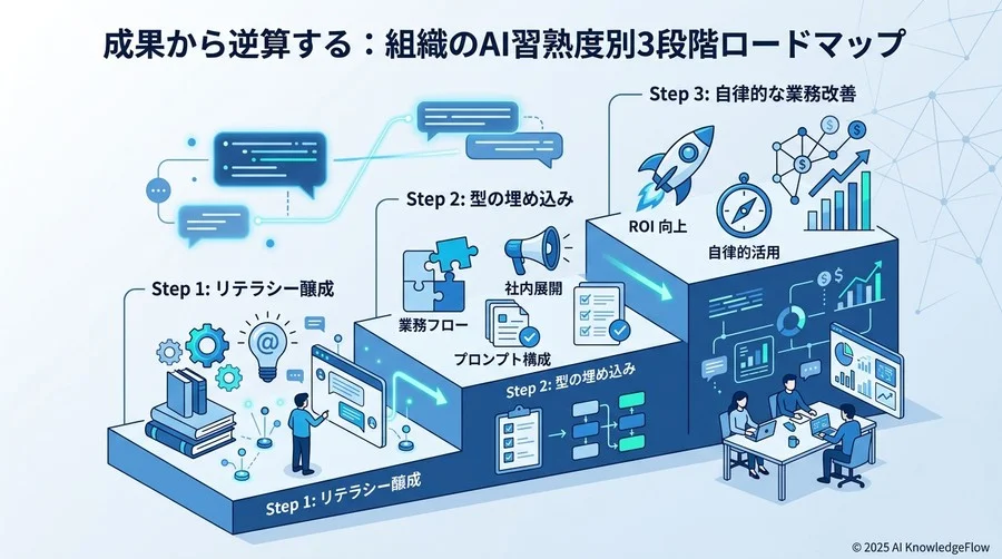 成果から逆算する：組織のAI習熟度別3段階ロードマップ - Section Image