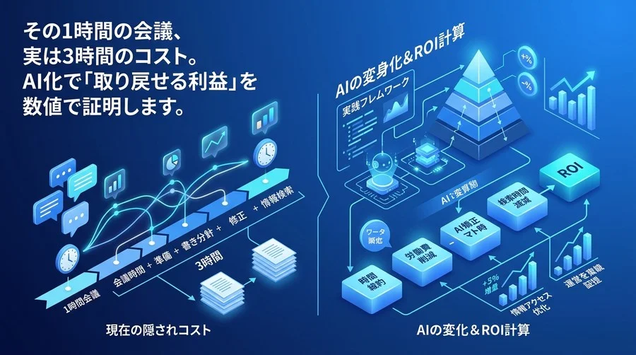 その1時間の会議、実は3時間のコスト。議事録AI自動化の「真のROI」を算出する実践アプローチ