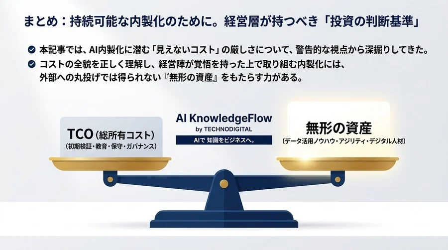 AI内製化の罠：「外注より安い」という幻想がプロジェクトを壊す理由とTCOの真実 - Conclusion Image