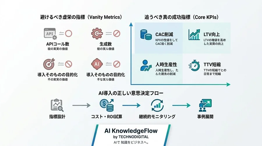 「AI導入で満足」は資金を溶かすだけ。スタートアップ向けAI戦略と厳格なROI・KPI設計 - Conclusion Image