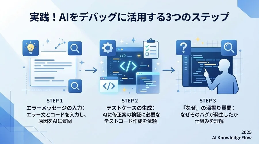 実践！AIをデバッグに活用する3つのステップ - Section Image