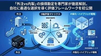 「外注vs内製」の損得勘定を徹底解剖。中堅中小企業が失敗しないための「5軸評価マトリクス」とハイブリッド戦略