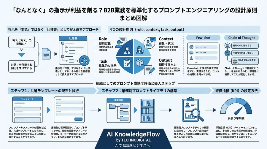 「なんとなく」の指示が利益を削る？B2B業務を標準化するプロンプトエンジニアリングの設計原則 - Conclusion Image