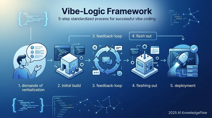 実践：バイブコーディングを成功させる5段階の標準プロセス（Vibe-Logic Framework） - Section Image