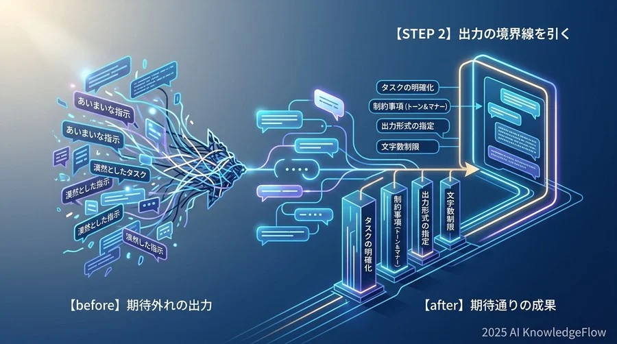 【ステップ2】タスク（Task）と制約事項（Constraints）で「出力の境界線」を引く - Section Image