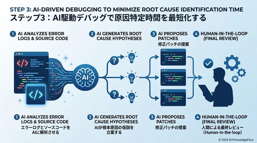 ステップ3：AI駆動デバッグで原因特定時間を最短化する - Section Image