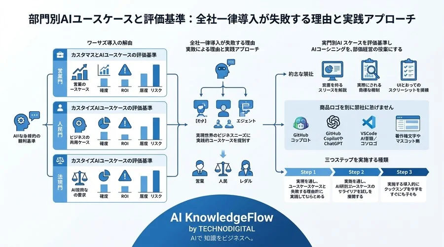 部門別AIユースケースと評価基準：全社一律導入が失敗する理由と実践アプローチ - Conclusion Image
