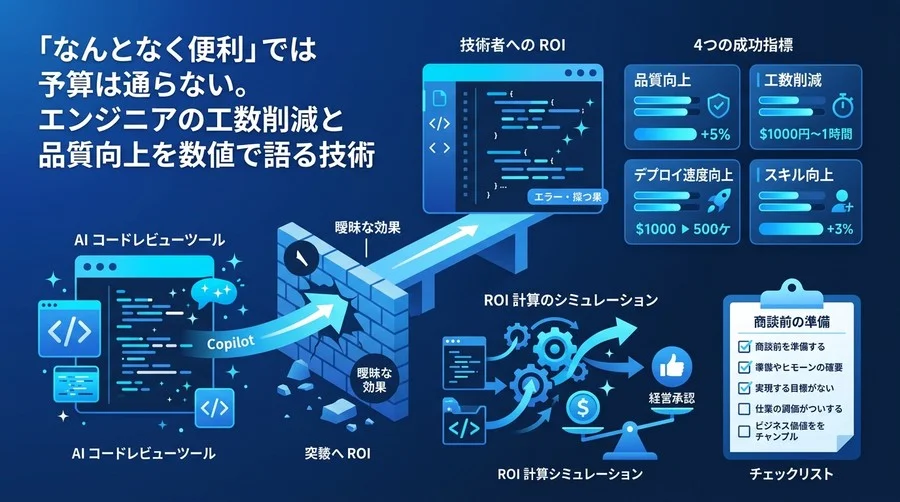 AIコードレビュー導入の壁を突破する：経営層を動かすROI算出と4つの成功指標