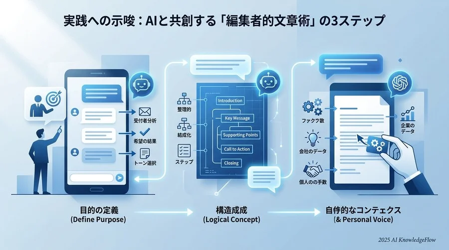 実践への示唆：AIと共創する「編集者的文章術」の3ステップ - Section Image