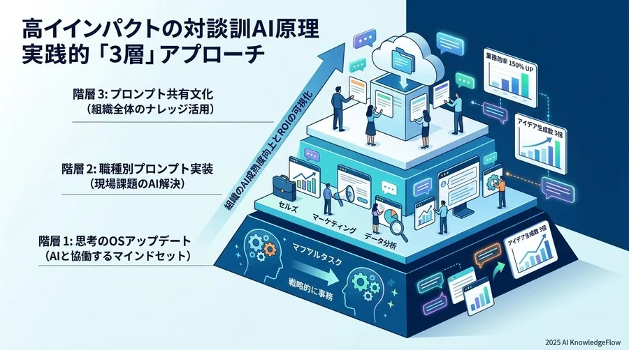 成果を出す対話型AI研修の基本原則：実務直結型「3-Layer」アプローチ - Section Image