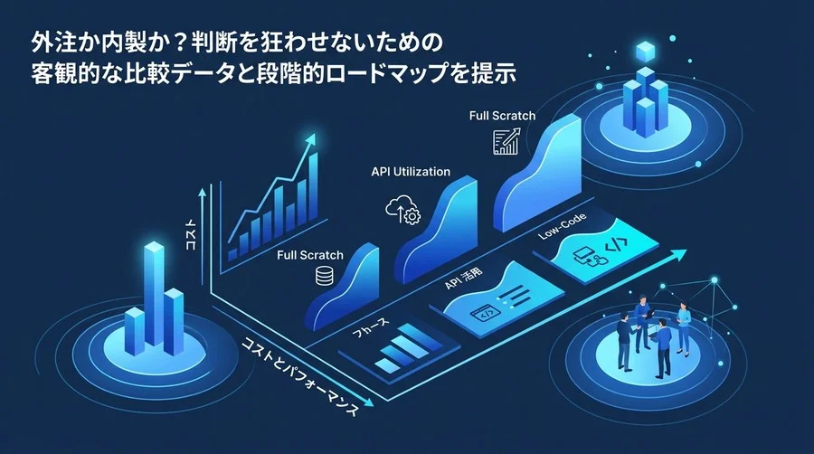 AI内製化ロードマップ策定ガイド：3つの開発手法比較とコスト・性能の客観的評価基準