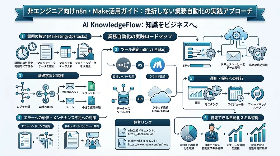 非エンジニア向けn8n・Make活用ガイド：挫折しない業務自動化の実践アプローチ - Conclusion Image