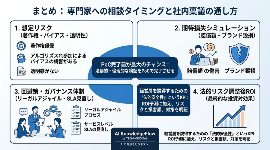 そのROIに「訴訟リスク」は含まれていますか？法的透明性を欠いたAI投資が招く致命的な落とし穴 - Conclusion Image