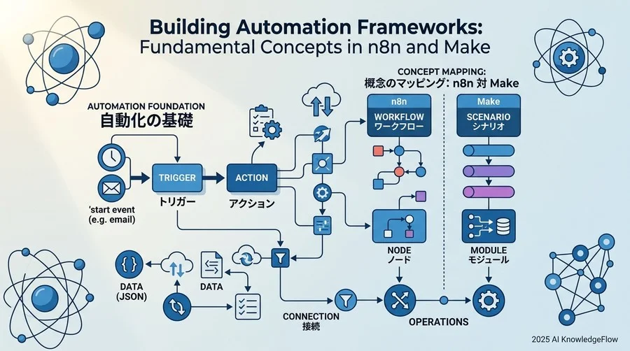 自動化の骨組みを作る：n8nとMakeに共通する「超基本用語」 - Section Image