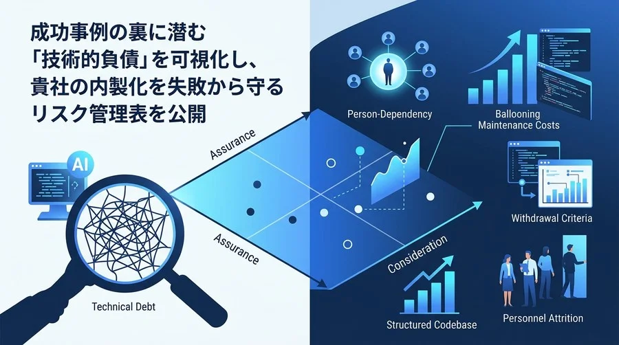 AI内製化の罠に落ちないために。中堅企業が直面する失敗リスクと技術的負債を防ぐ評価マトリクス