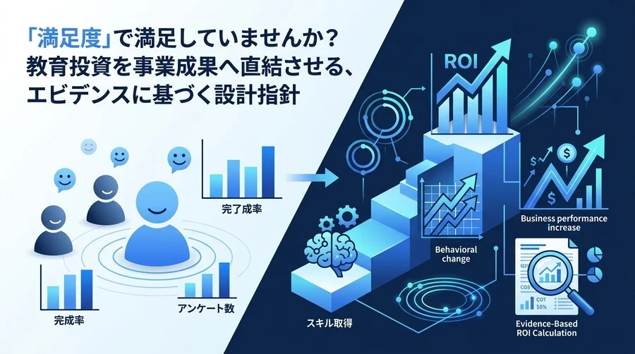 「満足度」で満足しない研修カリキュラム設計。教育投資を事業成果へ直結させるROI算出とエビデンス構築