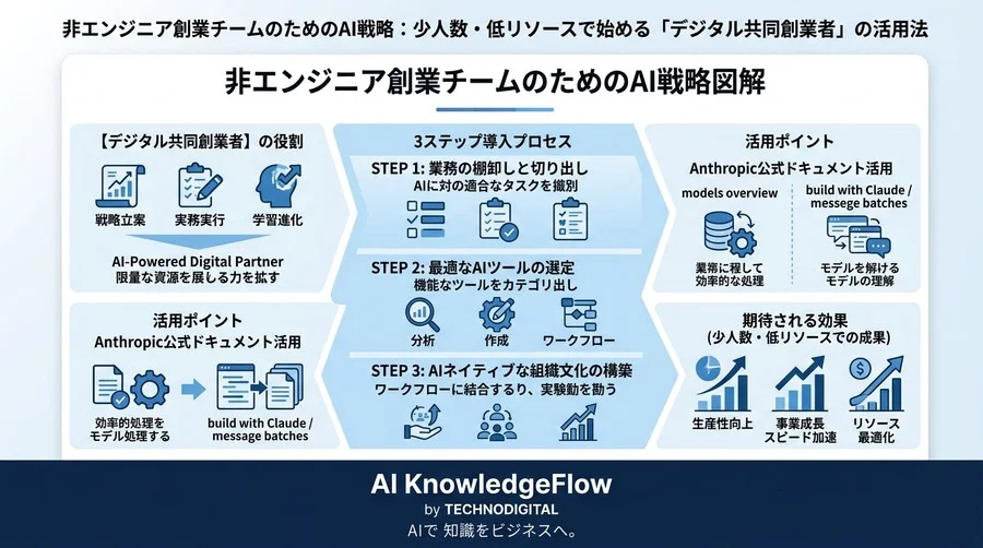 非エンジニア創業チームのためのAI戦略：少人数・低リソースで始める「デジタル共同創業者」の活用法 - Conclusion Image