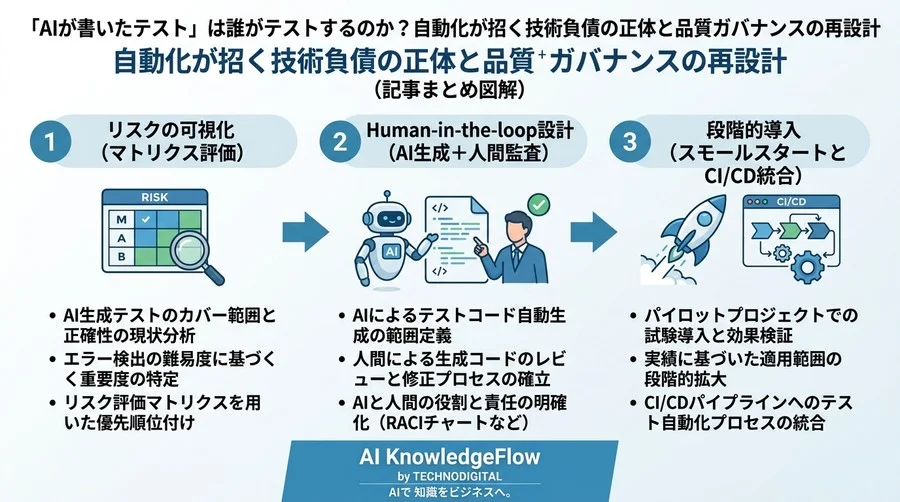 「AIが書いたテスト」は誰がテストするのか？自動化が招く技術負債の正体と品質ガバナンスの再設計 - Conclusion Image