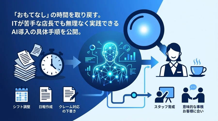 店長の事務作業を半減するAI活用実践アプローチ：おもてなしの時間を取り戻す導入手順