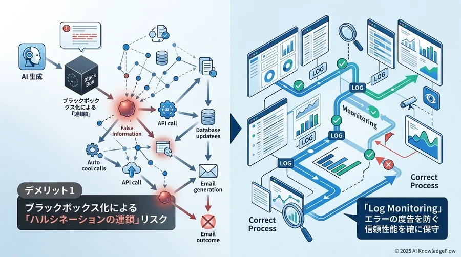 デメリット1：ブラックボックス化による「ハルシネーションの連鎖」リスク - Section Image