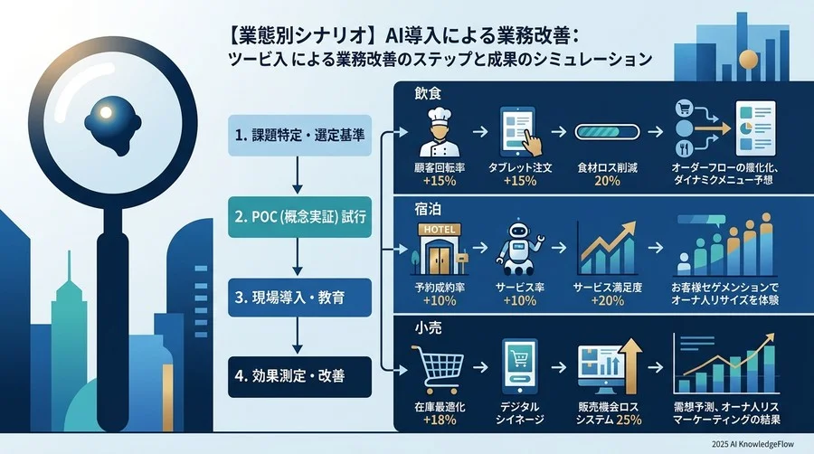 【業態別シナリオ】AI導入による業務改善のステップと成果のシミュレーション - Section Image