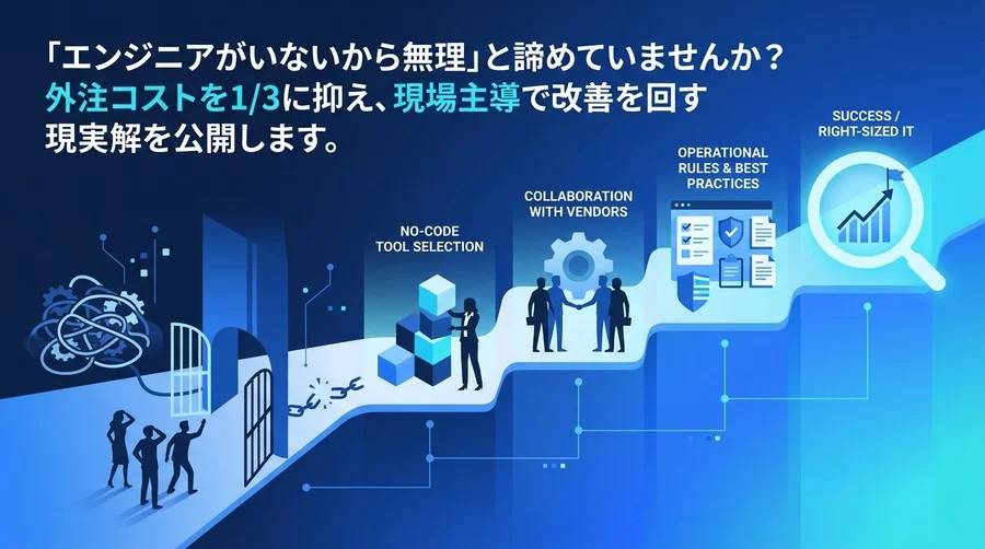 エンジニア不在でも可能。中堅中小企業がベンダー依存から脱却する「身の丈」IT内製化の実践アプローチ