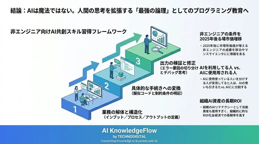 「AIがあるからコードは不要」という誤解がDXを停滞させる理由と、非エンジニア向け研修の最適解 - Conclusion Image