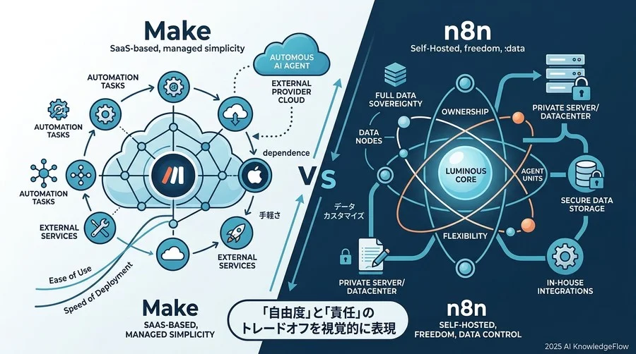 Q1: Makeとn8n、決定的な違いは「自由度」と「責任」の所在にある？ - Section Image
