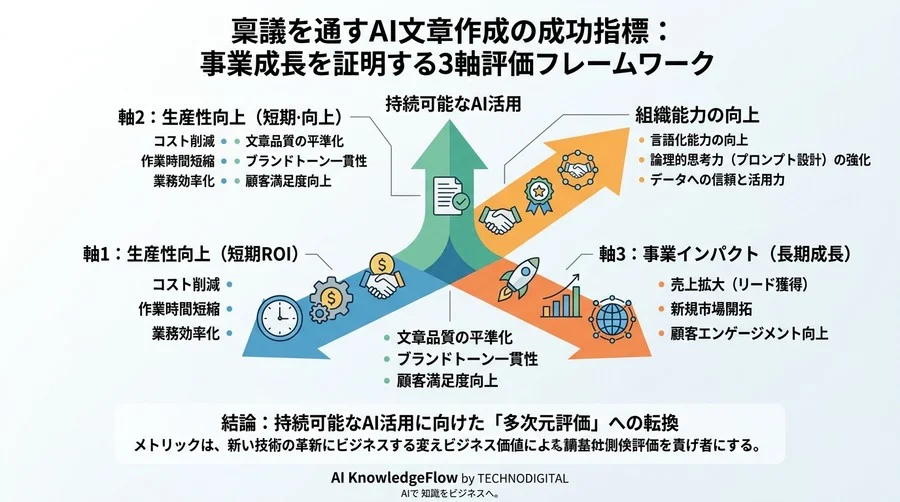 稟議を通すAI文章作成の成功指標：事業成長を証明する3軸評価フレームワーク - Conclusion Image