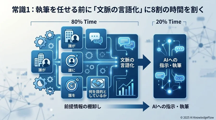 常識1：執筆を任せる前に「文脈の言語化」に8割の時間を割く - Section Image