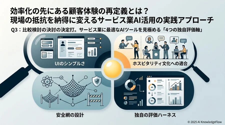 Q3：比較検討の決定打。サービス業に最適なAIツールを見極める「4つの独自評価軸」 - Section Image
