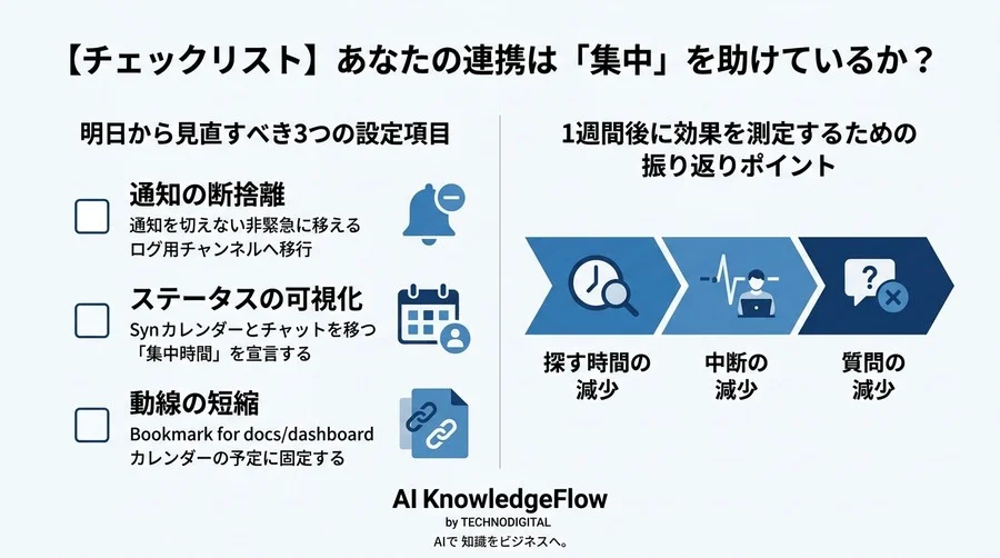 Slack・Google連携で通知ストレスは減るのか？集中力を守る業務効率化ツールの設計思想 - Conclusion Image
