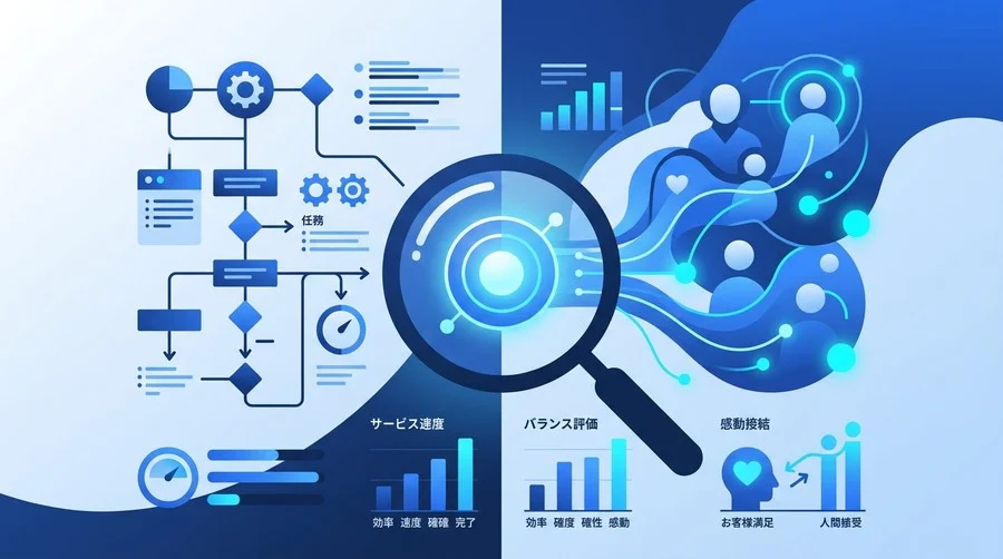 サービス業のAI活用で「冷たい接客」を防ぐには？効率と感動を両立する新評価軸