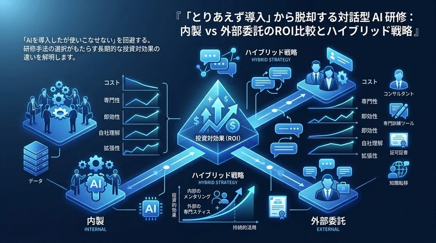 「とりあえず導入」から脱却する対話型AI研修：内製 vs 外部委託のROI比較とハイブリッド戦略