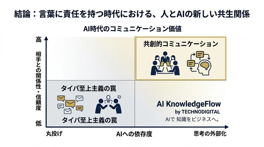 「AIで時短」の罠を抜ける文章作成：思考を構造化し、信頼を築く3レイヤー実践アプローチ - Conclusion Image