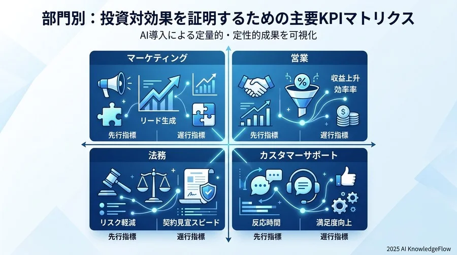 部門別：投資対効果を証明するための主要KPIマトリクス - Section Image